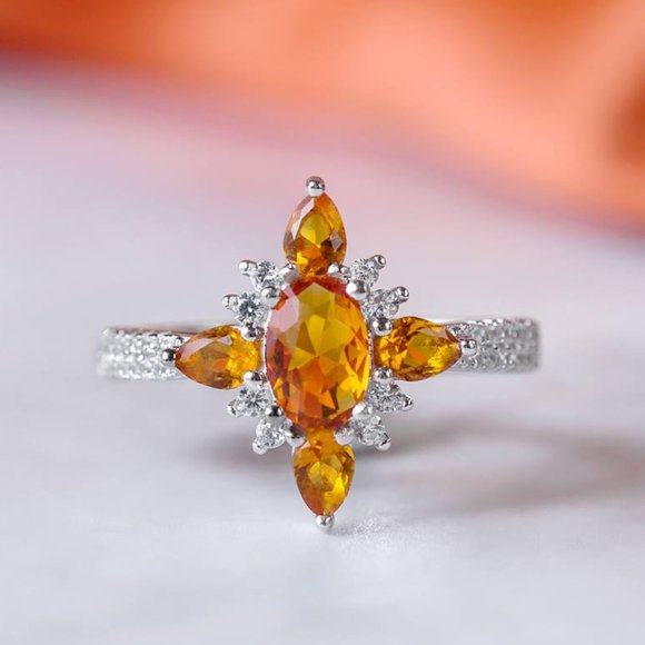 Citrine ring, size 7, 925 Sterling Silver Charmed Aroma - Picture 3 of 3